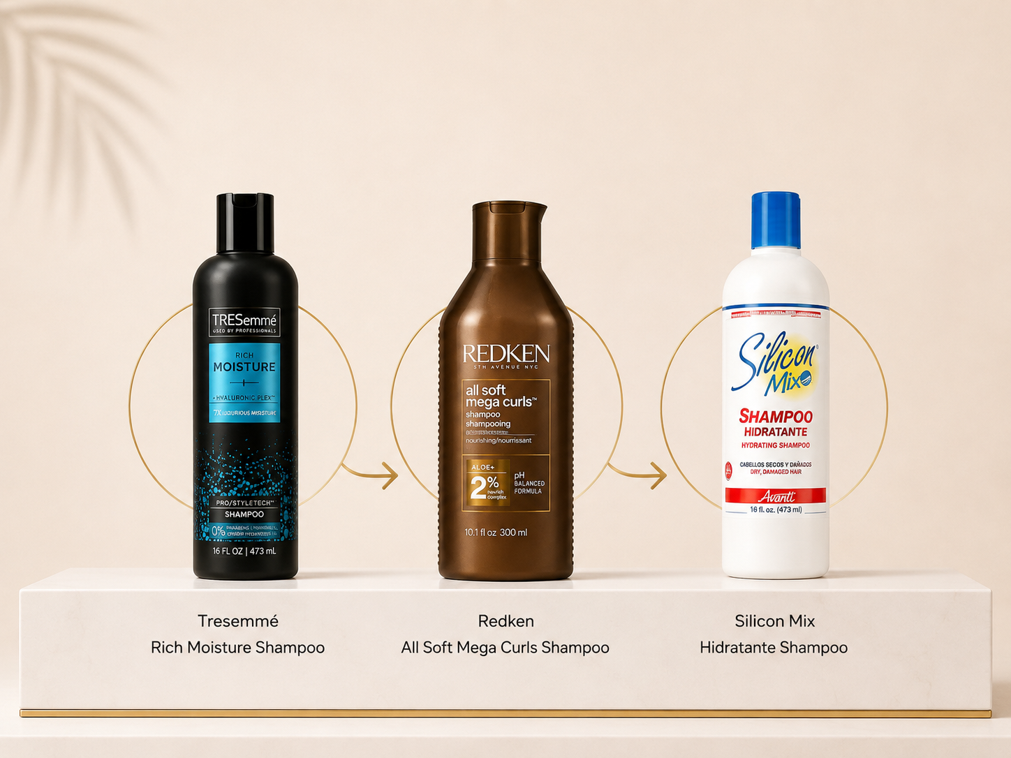 Recommended shampoos — Tresemmé Rich Moisture, Redken All Soft Mega Curls, Silicon Mix Hidratante